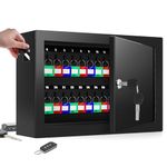 50 Keys Key Cabinet, Anti-Theft Key Lock Box with Key Tags, Adjustable Key Organizer Wall Safe for Car Office House Garage Rental Business