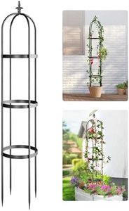 Idzo 100% Metal Obelisk Trellis for Climbing Plants Outdoor 6ft - 72in, Heavy Duty Black Garden Trellis for Climbing Vine with Hammer Stone Coated, 1pc Upgrade