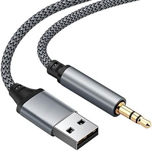 USB to 3.5mm TRS Audio Jack Adapter, TUNGHEY USB Male to 3.5mm Male AUX Stereo Audio Cord, Compatibility with Laptop, Speaker, Windows,Not Applicable to Charging and MP3, Car, TV USB Ports (0.5M)