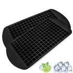 YHT 2 Pcs Silicone Mini Ice Cube Tray,160 Grids Small Square Flexible Ice Cubes Molds,Food-Grade Ice Cube Mold for Freezer Baby Food,Whiskey,Cocktails,Milk and Juice (Black)