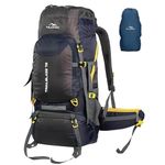 TRAWOC TRAILBLAZE 75 Liter Rucksack bag for Men & Women, Travel Backpack Camping Hiking Trekking Bag Rain Cover/Shoe Compartment, Navy Blue, 3 Year Warranty
