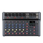 Weymic A100 Professional Mixer for Recording DJ Stage Karaoke Music Application w/ 99 DSP Effect USB Drive for Computer Recording Input, XLR Microphone Jack, 48V Power for Professional (10-Channel)