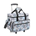 Teamoy Sewing Machine Case on Wheels, Rolling Sewing Machine Tote with Wheels and Bottom Wood Pad, Compatible with Singer, Brother and Most Majority Machines and Accessories, Dandelion