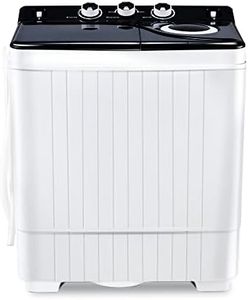 HABUTWAY Portable Washing Machine 26Lbs Capacity Washer&Dryer Combo Twin Tub Laundry 2 In 1 Washer(18Lbs) & Spinner(8Lbs) with Built-in Gravity Drain Pump,for Apartment,Dorms,RV Camping (black+white)