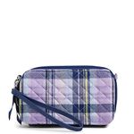 Vera Bradley Women's One Crossbody Purse with RFID Protection, Amethyst Plaid-Recycled Cotton, Size