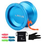 MAGICYOYO V6 Locus Yoyos Pro Responsive Yoyo for Beginners to Advanced, Toy Yoyo for Kids Teens Adults, Practice Yo-yo, Metal Yo Yo with Glove+ Pouch+ 5 Yo-Yos Strings Kit, Deep Blue