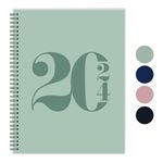 Rileys 2024 Weekly Planner - Typographic Annual & Monthly Agenda Planner, Flexible Cover, Notes Pages, Twin-Wire Binding (8.5 x 11 inch, Green)