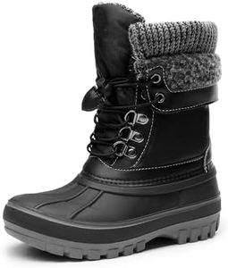 DREAM PAIRS Boys Girls Snow Boots Waterproof Outdoor Warm Cozy Anti-Slip Mid Calf Faux Fur Lining Insulated Winter Shoes for Little/Big Kids,Size 3 Little Kid,Black,KMONTE-1