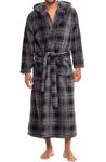 Alexander Del Rossa Mens Robe with Hood, Plush Fleece Hooded Mens Bathrobe, Big and Tall Bath Robe for Men, Gray Plaid, X-Large
