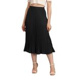 STARPICK ENTERPRISE-Women Solid Pleated Skirt Midi (Black, 38)