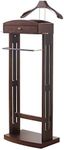 Proman Products Milan Valet Stand with Drawer, Top Tray, Contour Hanger, Trouser Bar, Tie & Belt Hooks and Shoe Rack - VL16226, Dark Walnut