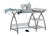 Sew Ready Comet Plus Sewing Table with Mesh Drawer, Silver/White