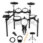 Coolmusic DD8 Electric Drum Set Electronic Kit with Mesh Head 8 Piece, Drum Throne, Sticks Headphone and Audio Cable Included, More Stable Iron Metal Support Set