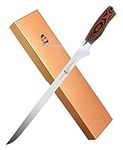 TUO Slicing Knife 12 inch - Spanish Style Meat&Ham Slicer Flexible Kitchen Carver Professional Long Carving Knives - HC German Steel & Comfortable Pakkawood Handle - Gift Box Included - Fiery Series