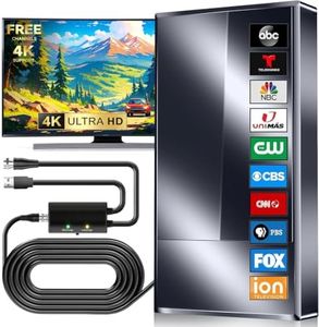 Digital TV Antenna for Smart TV – Upgraded Amplified Signal Booster for Free Local Channels, 8K 4K 1080p VHF UHF Reception, Indoor Outdoor Weatherproof Design with 50FT Coaxial Cable