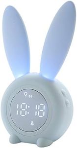 Kids Alarm Clock for Kids, Children's Alarm Clocks for Girls Boys Bedroom, Night Light for Kids, 5 Ringtones, Touch Control and Snoozing with 2000mAh Rechargeable Kid Alarm Clocks (Wathet)