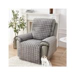 HonunG Recliner Chair Cover,Non Slip Armchair Cover,Thickened Flannel Sofa Cover 1 2 3 Seater With Arm Rest, Snuggle Chair,Couch Cover Soft Warm,Easy Fit Sofa Protector for Pets (Grey,1 Seater)