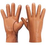 Meetoget Deerskin Leather Gloves For Women, Winter Warm Cashmere Lined Women Dress Gloves CAL01,Tan,Size S