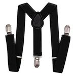 WannGe Child Kids Suspenders - 1" Adjustable Y-Back Suspender for Boys & Girls - Black