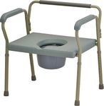 NOVA Heavy Duty Bedside Commode, Extra Wide Seat, 500 lb. Weight Capacity, Seat Height Adjustable, Stand Alone or Over Toilet Bariatric Commode, Grey