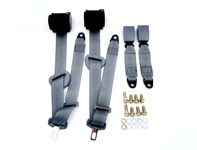 BGGTYRSD 2Pcs Retractable Adjustable 3 Point Safety Seat Belt Straps Car Vehicle Belt Kit Fit truck car bus go kart Gray