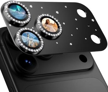 HelloDeere for iPhone 18 Pro Max Camera Lens Protector, Not Easy to Break Ultra Bright Round Gold Diamond Bling Tempered Glass Metal Frame Camera Cover for iPhone 18 Pro Max Lens Case Friendly, Black