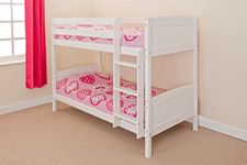 Comfy Living 2ft6 Shorty Wooden Bunk Bed in a Caramel, Pine or White With Lucy Mattress (White)