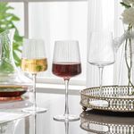 bellemax 350ML Crystal Wine Glass Red or White Cut, Transparent Champagne Flute Glass Set, Long Wine Set (Vintage - TR, 6 Count)