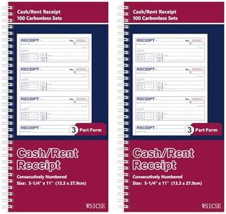 2 Pack Receipt Books with Carbon Copies, 3-Part Carbonless