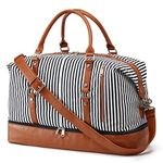 S-ZONE Women Travel Duffel Weekender Carryon Shoulder Tote Bag Canvas PU Leather