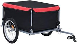 vidaXL Bike Cargo Trailer in Dashing Black and Red - High-Capacity, Durable Steel Build, Foldable Drawbar, with Water-Resistant Removable Cargo Compartment