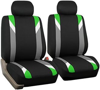 FH GROUP Set di coprisedili anteriori in tessuto, coprisedili per auto con schienale basso, con poggiatesta rimovibile, universali, compatibili con airbag, per SUV, berlina, furgone, verde