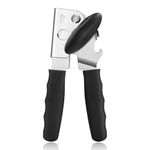Can Opener Heavy Duty, UHIYEE Solid Hand Can Opener Manual for Seniors, Hand Held Can Opener with Comfort Anti-Slip Handles, Easy to Turn Manual Can Opener for Kitchen Camping, Black