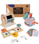 Twefex Baby Toys 6-12 Months - 3 in 1 Baby Toys Play Kit - Medium Spinning Drum - Baby Tissue Box Toy - Peekaboo Knob Puzzle with Cards - Montessori Toys 6-12 Months