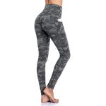 Occffy Gym Leggings Womens High Waist Leggings for Women Workout Yoga Pants with Pockets for Women DS166 （Camouflage Grey, S）