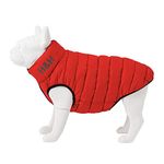 HUGO & HUDSON Reversible Dog Puffer Jacket, Windproof Water Resistant Coat, Red & Navy, S35