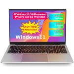 Laptop 15.6 inch Windows 11, 11th-Gen Celeron N5100, Quad Core, 16GB RAM, 512GB NVME SSD, 4TB Expansion, 15.6" FHD IPS, 2.0MP, 2.4G+5G WiFi, Bluetooth 5.0, Type-C, HDMI, RJ45, HDD, Silver