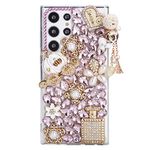 iFiLOVE for Samsung Galaxy S22 Ultra Bling Case, Girls Women 3D Luxury Sparkle Glitter Diamond Crystal Rhinestone Pumpkin Car Charm Pendant Protective Case Cover for Samsung Galaxy S22 Ultra (Pink)