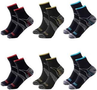 Compression Socks 6 Pairs for Women and Men, Plantar Fasciitis Arch Support Low Cut Running Gym Compression Foot Socks (L/XL)