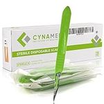 Cynamed # 11 Disposable Scalpel with Plastic Handle - Sterile Single Blade Razor for Dermaplaning, Dissection, Podiatry, Professional Grooming, Acne Removal - Surgical Stainless Steel Tool - Box of 10