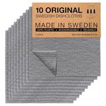 SUPERSCANDI 10 Pack Swedish Dish Cloths for Kitchen - 100% Biodegradable & Compostable | Washable Kitchen Cloths, Food-Safe & Without Plastic - Reusable Paper Towel for Any Surface | Grey
