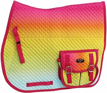 CHALLENGER Horse English Quilted Fur Padded All-Purpose Saddle Pad Ombre w/Pockets 72163