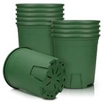 Muzihra 11cm Plastic Plant Pot Pack of 5, Root-Control Nursery Seedling Planter Decorative Garden Flower Pot Container Green for Indoor Outdoor Bonsai Plants - Green