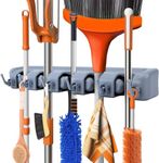 Chillyfit Polypropylene 2 Pack Broom Holder Wall Mounted, Mop Holder For Wall, Broom Stick Holder Wall Mounted Stand, Storage Broomstick Brush Mount Organizer With Hanger Hooks (5 Slot 6 Hooks)- Gray