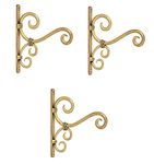 BB DECOR CART Antique Golden Polish Handmade Wall Hanger for Lantern/Diya & Bird Feeder & Ornaments String Lights (LxBxH : 18cm x 2cm x 20cm) (Pack of 3)