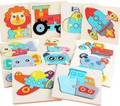 Ausale12 Pack Wooden Puzzles Toddler Toys for Kids 3 Years and up, Jigsaw Puzzles Learning Toys for Boys and Girls, Educational Preschool Toys Gifts for Colors & Shapes Cognition Skill Learning