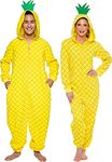 Slim Pineapple Adult Onesie - Halloween Costume - One Piece Cosplay Suit for Adults, Women and Men FUNZIEZ!, Pineapple, Large