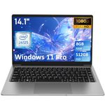 Auusda Laptop 14.1 inch Windows 11 Notebook, 8GB LPDDR4 and 512GB SSD, Full HD 1920 * 1080 IPS 100% sRGB Display, Intel J4125 Quad-Core,USB 3.0, 5GHz WIFI, Upgradeable Storage to 3TB