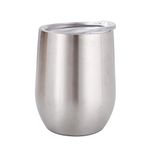 Gtell Stainless Steel Wine Glasses, Double Wall Insulated Tumbler with Lid for Wine, Coffee, Drinks, Champagne, Cocktails (Stainless Steel) …