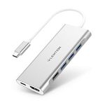 LENTION USB C Multi-Port Hub with 4K HDMI, 4 USB-A, SD 3.0 Card Reader, Type C Charging Adapter Compatible 2022-2016 MacBook Pro 13/15/16, New Mac Air/Surface, Chromebook, More (CB-C36, Silver)